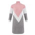Casual Dress Women Long Sleeve Color Block Knitted Dress Fashion Straight Mini Dresses - menochic